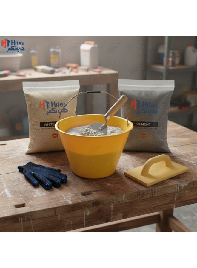 HITEX Sand & Cement DIY Kit – Includes Cement, Natural Sand, PVC Plastic Bucket, Gurmala, Karandi & Safety Hand Gloves – Perfect for Home Repairs, Construction, Masonry & DIY Projects - 3 Kg - Image 4