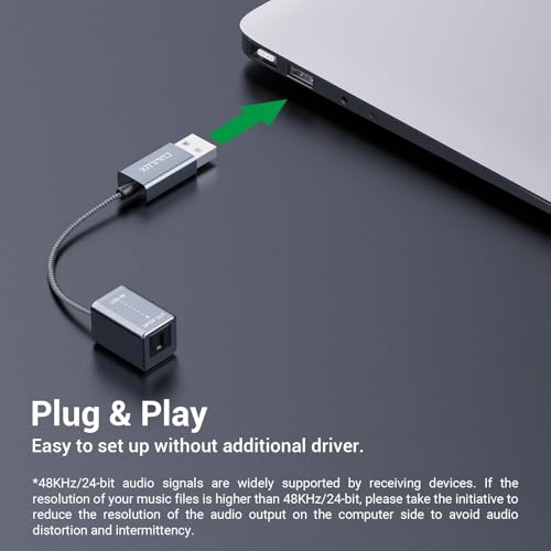 Cubilux USB to S/PDIF Transmitter, USB A to TOSLINK Output Adapter (Stereo Sound, Not for 7.1/5.1, NOT for TV), USB Optical Audio Converter Compatible with Windows Linux PC Laptop Computer - Image 5