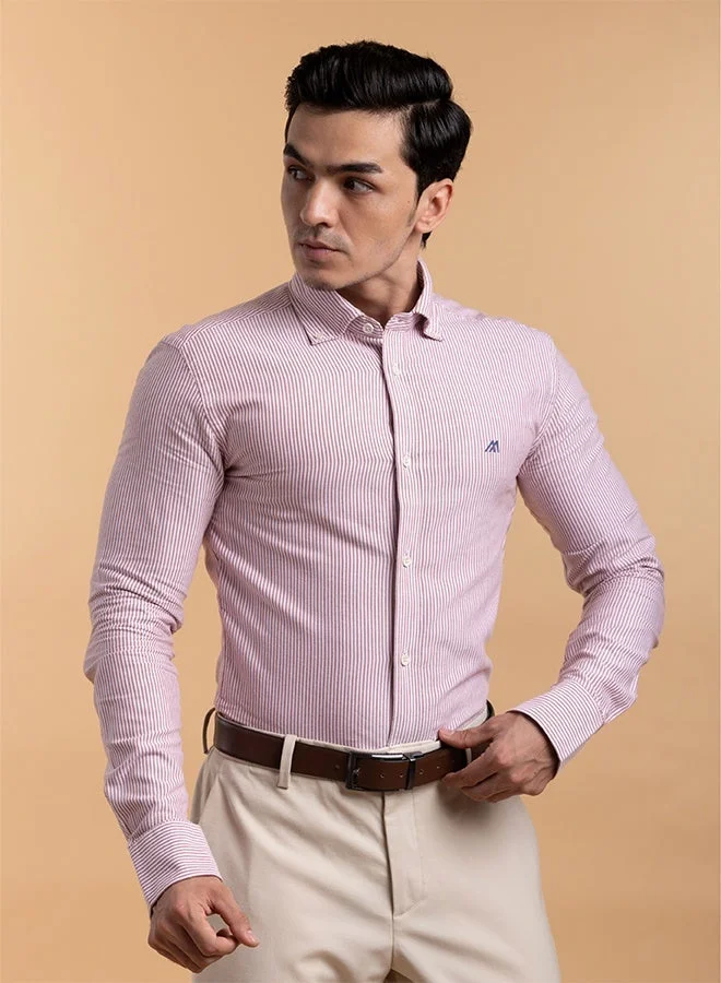 تكلف The Earthy Stripe Rust Oxford Shirt with Warm, Natural Tones