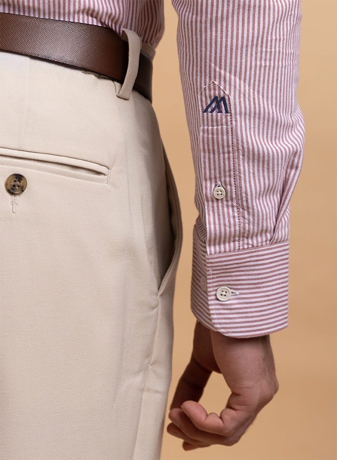 Mannerism The Earthy Stripe Rust Oxford Shirt with Warm, Natural Tones - Image 5