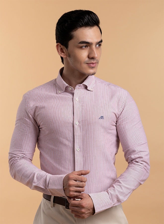 Mannerism The Earthy Stripe Rust Oxford Shirt with Warm, Natural Tones - Image 3