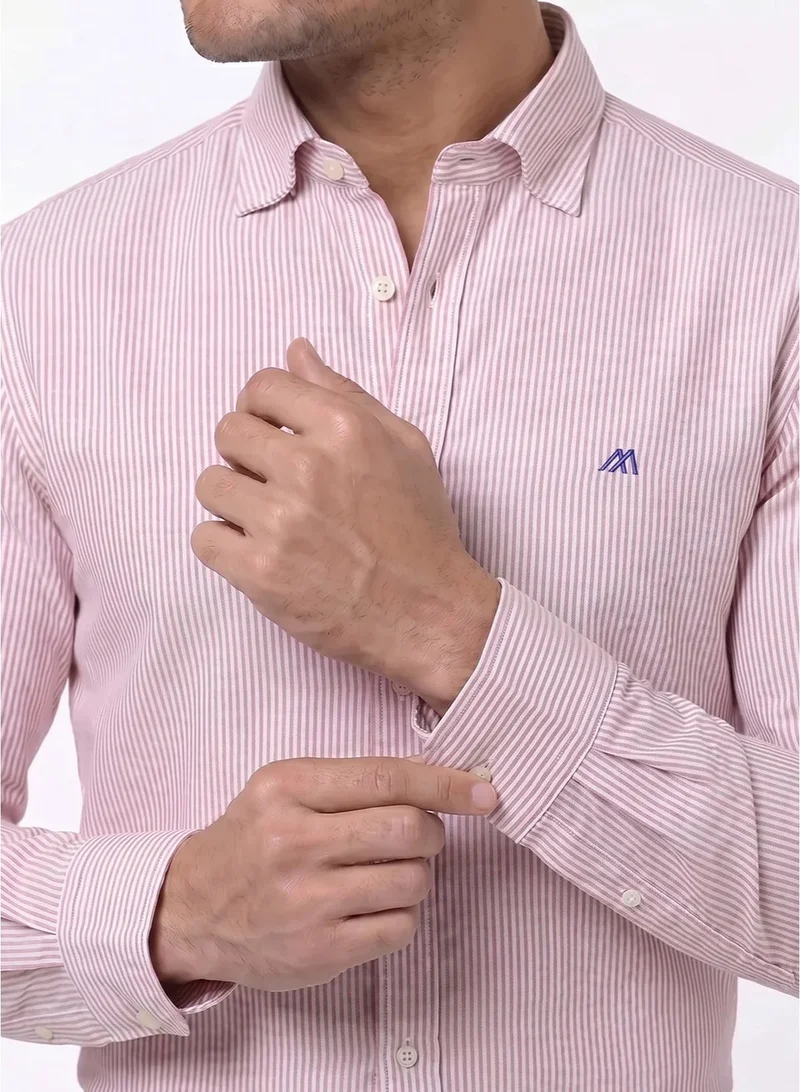 MANNERISM  The Earthy Stripe Rust Oxford Shirt with Warm, Natural Tones for Men | Best Price UAE