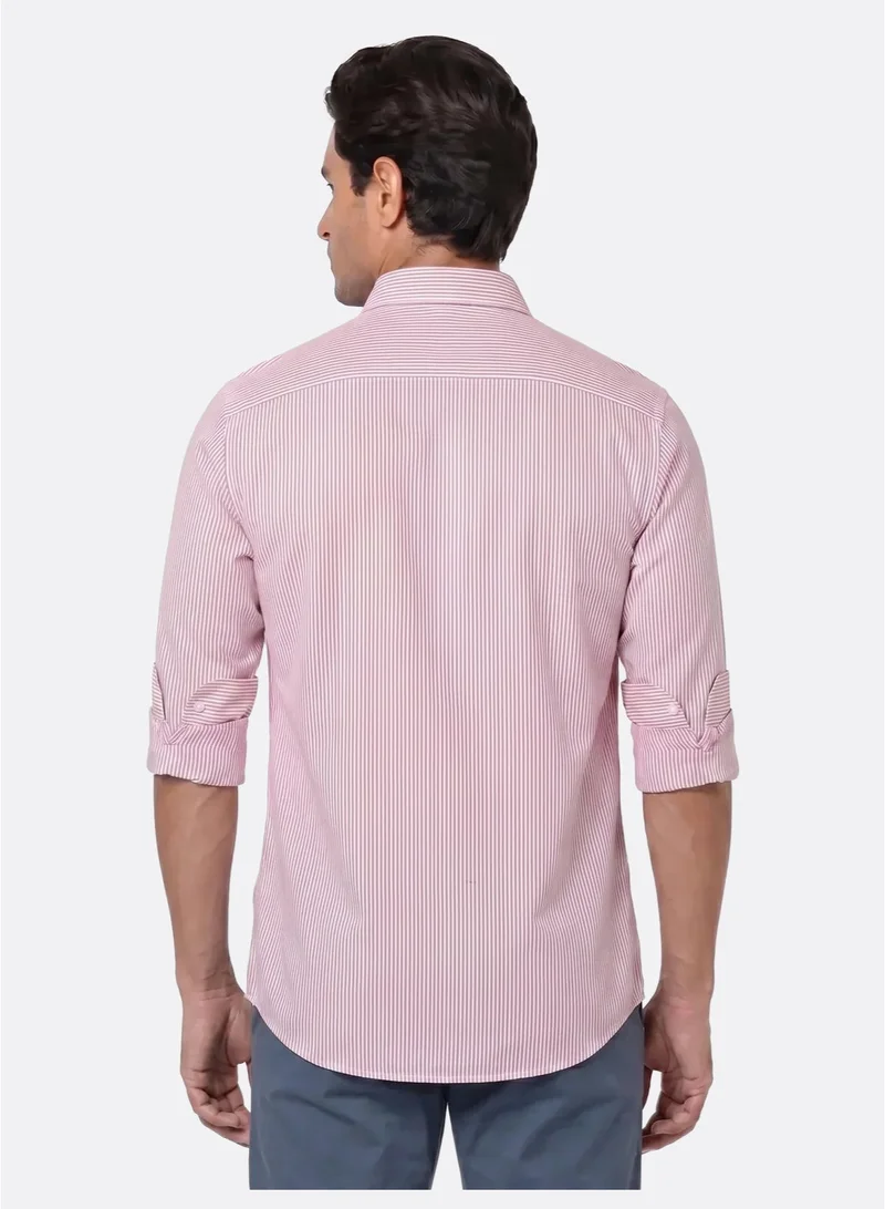 MANNERISM  The Earthy Stripe Rust Oxford Shirt with Warm, Natural Tones for Men | Best Price UAE