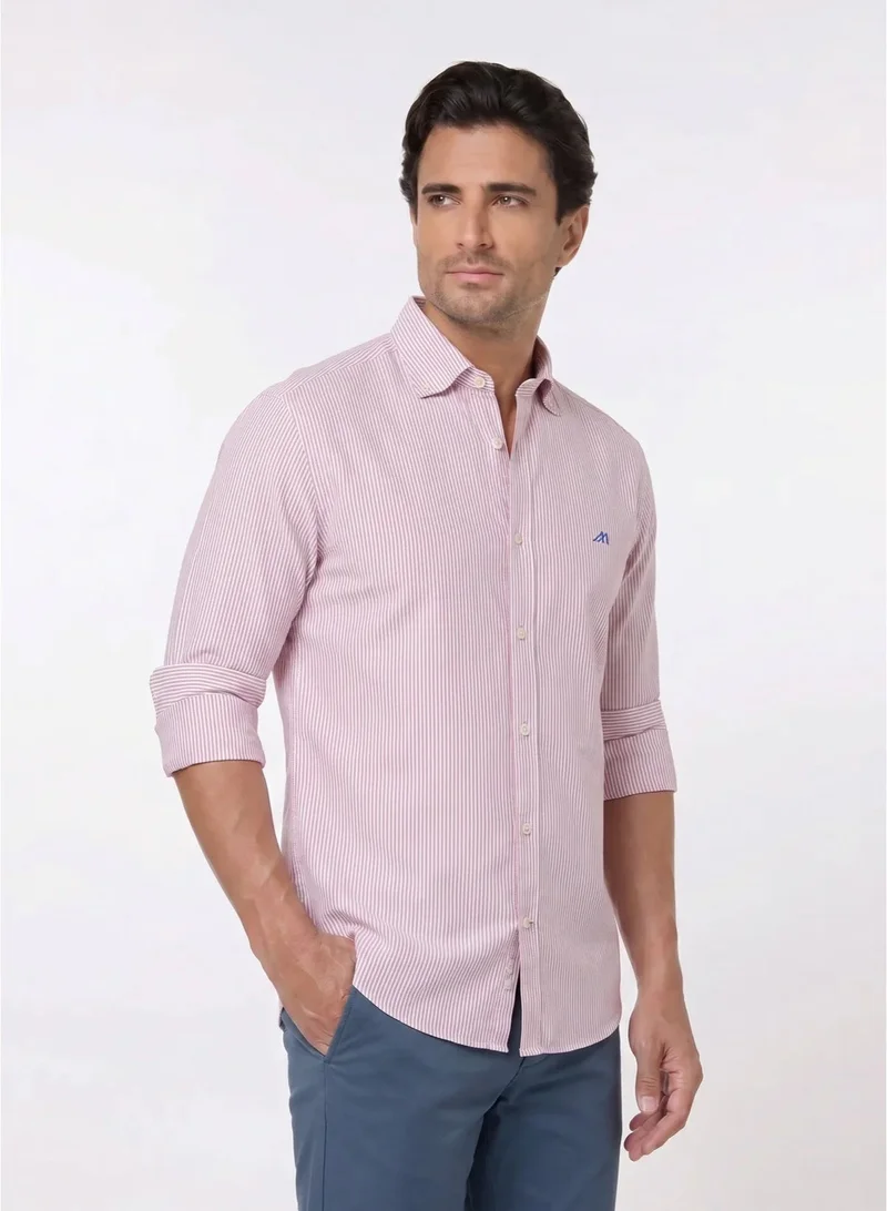 Mannerism The Earthy Stripe Rust Oxford Shirt with Warm, Natural Tones