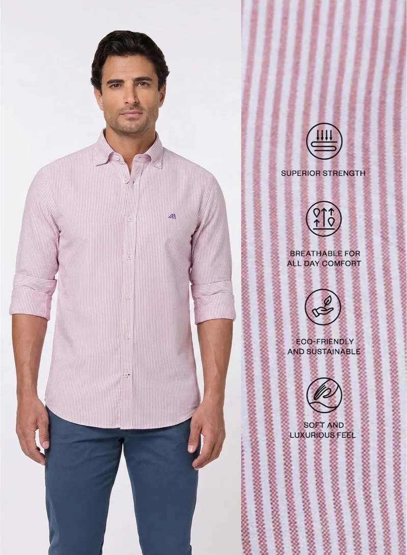 MANNERISM  The Earthy Stripe Rust Oxford Shirt with Warm, Natural Tones for Men | Best Price UAE
