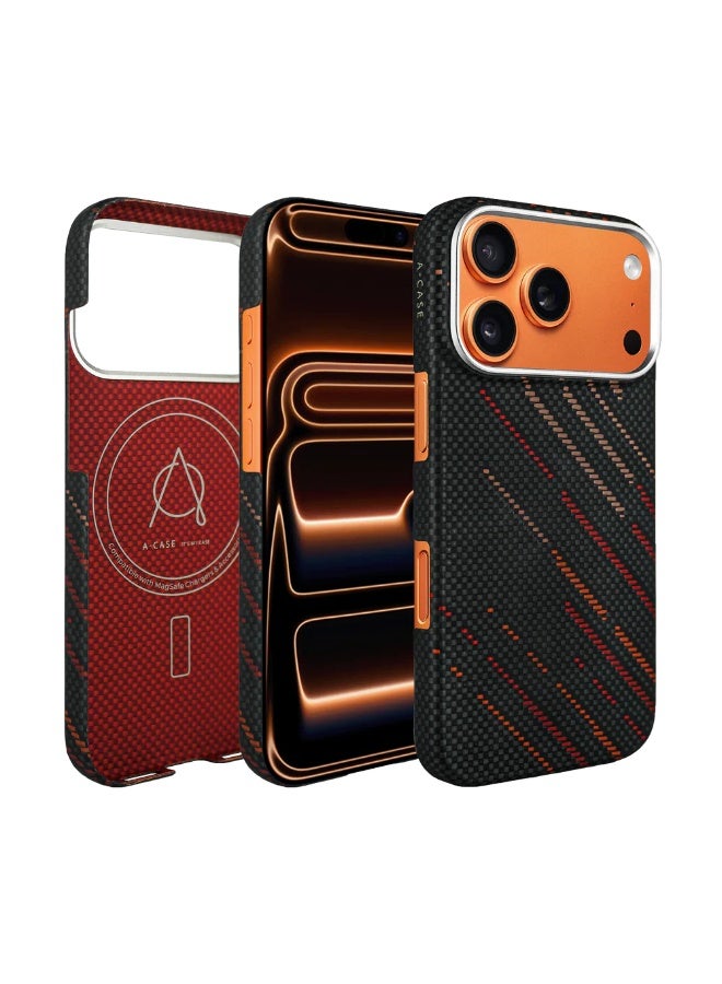 A-Case Autumn Aramid Fiber Case for iPhone 17 Pro , Ultra Slim Lightweight Protective Phone Case, Scratch Resistant Woven Fiber Cover, Minimalist Design – Black - Image 1