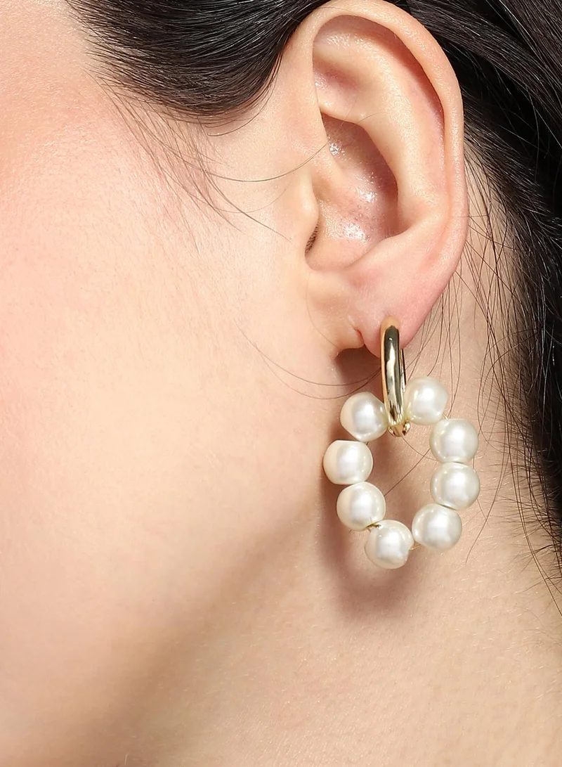 Sohi  Women The Mix-N-Match Huggies Hoop Earrings | California  Colour | One-Size | Artificial Pearl Alloy Material | Hinge Closure | Earrings For Casual & Evening Wear for Women | Best Price UAE