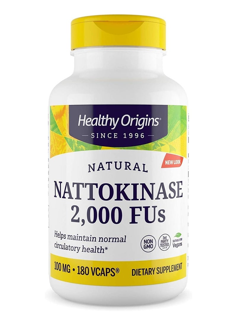 Healthy Origins - Natural Nattokinase 2,000 FUs, Helps maintain normal circulatory health - Dietary Supplement - 100 mg 180 Vcaps - Image 1