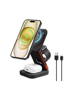 Magnetic three-in-one folding wireless charger 15W fast charging suitable for Apple mobile phone magsafe bracket wireless charging