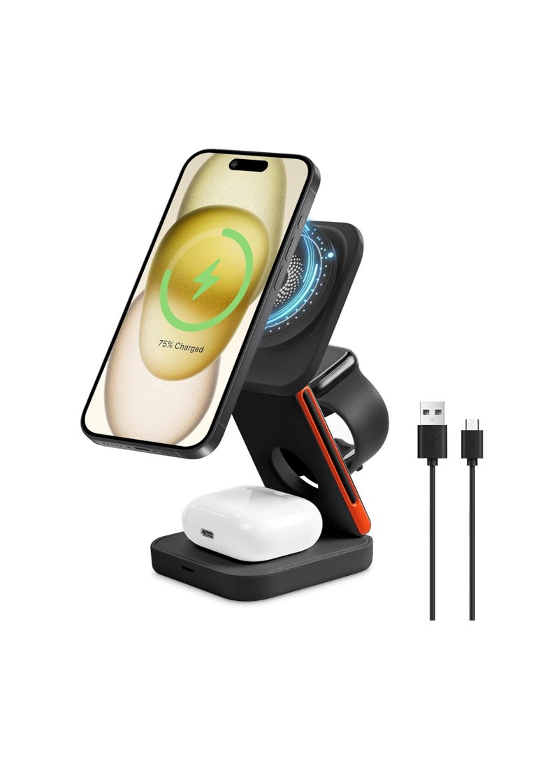 Beauenty - Magnetic three-in-one folding wireless charger 15W fast charging suitable for Apple mobile phone magsafe bracket wireless charging - Image 1