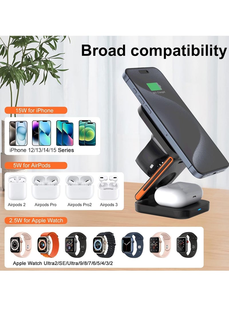 Beauenty - Magnetic three-in-one folding wireless charger 15W fast charging suitable for Apple mobile phone magsafe bracket wireless charging - Image 1