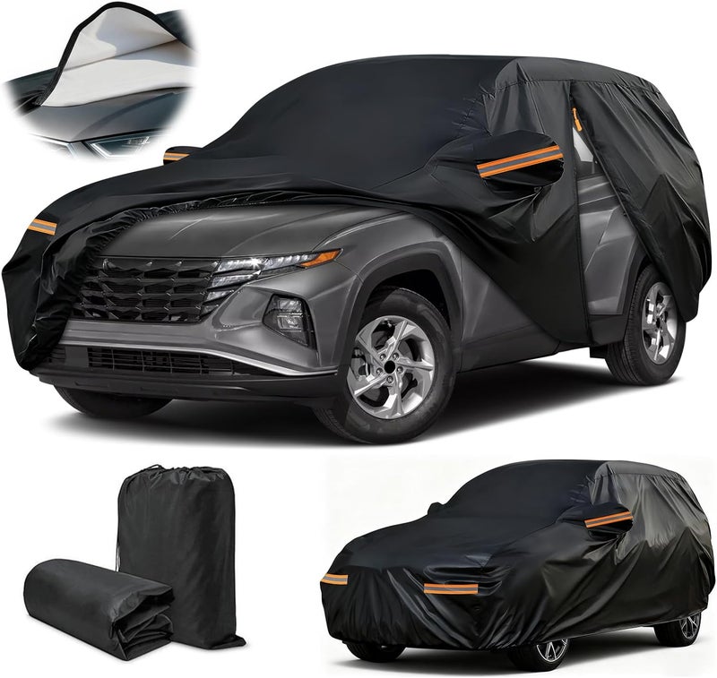 غطاء لسيارات هيونداي توسان، مازدا CX5، كيا سبورتاج، كاديلاك XT4، غطاء SUV مخصص سميك، غطاء سيارة خارجي شتوي للحماية من الثلوج والبَرَد والغبار والشمس مع سحاب الباب/شريط عاكس/جيوب المرايا - Image 1