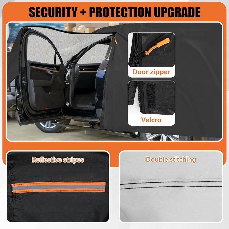 غطاء لسيارات هيونداي توسان، مازدا CX5، كيا سبورتاج، كاديلاك XT4، غطاء SUV مخصص سميك، غطاء سيارة خارجي شتوي للحماية من الثلوج والبَرَد والغبار والشمس مع سحاب الباب/شريط عاكس/جيوب المرايا - Image 2