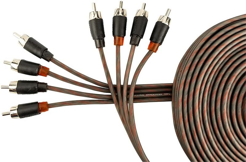 Alphasonik 17 Feet Premium 4 Channel Hyper-Flex RCA Interconnect Signal Patch Audio Cable with X-Radial Twist Wire Technology 100% Oxygen Free Copper Element Certified Multiple Applications FLEX-R44 - Image 2