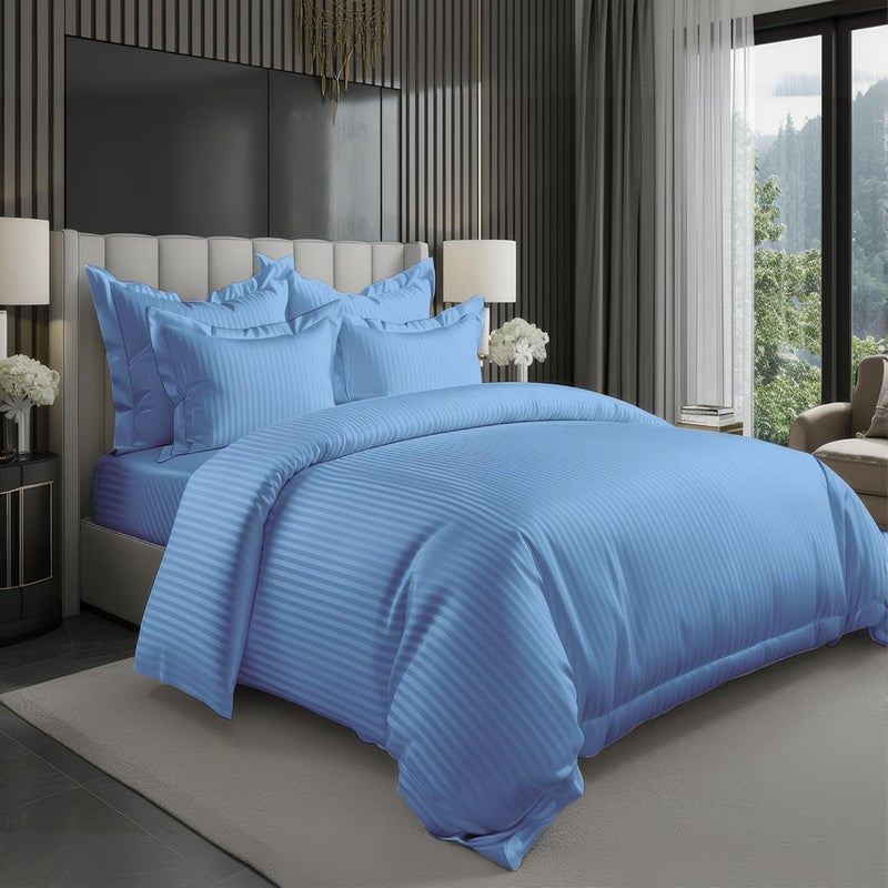 MOONCEE 6Pcs Bed Sheet King Size Set With Duvet Cover 220x240 Microfiber Bed Sheets Bedding Set Includes 1 Fitted Sheet, 1 Quilt Cover & 4 Pillows Cases (6Pcs Duvet Cover Set- King, Blue) - Image 1