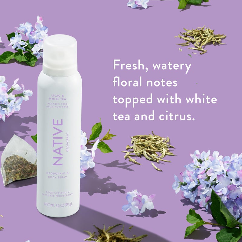 Native Deodorant & Body Spray Contains Naturally Derived Ingredients | Deodorant for Women and Men, All Day Odor Protection, Aluminum and Hydrocarbon Propellant Free | Lilac & White Tea - Image 3