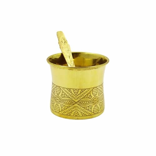 Spillbox Traditional Handcrafted Brass panchapatra panchpathiram panchapalli for Pooja/Worship - Designed Panchamurt Set - Image 5