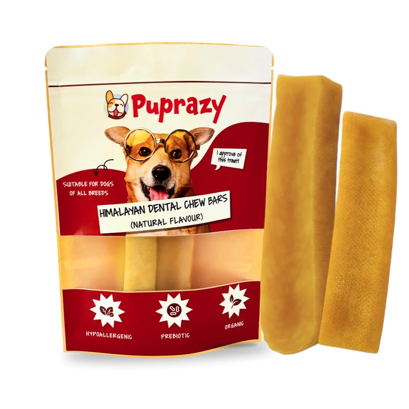 Puprazy Yak Cheese Dog Chew Bars | 100% Natural Himalayan Yak Chews | Healthy Immune System - S (Set of 2, 40 G x 2),All Life Stages - Image 1
