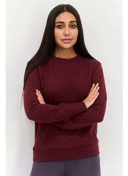 Women Sportswear Fit Long Sleeves Outdoors Sweatshirts, Maroon