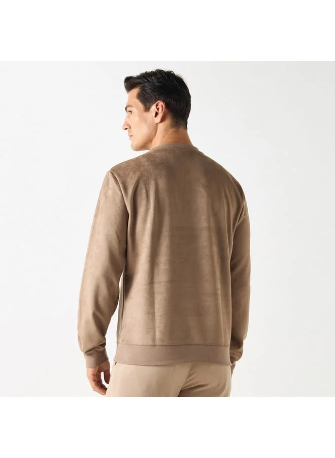 Iconic Iconic Solid Sweatshirt with Round Neck and Long Sleeves