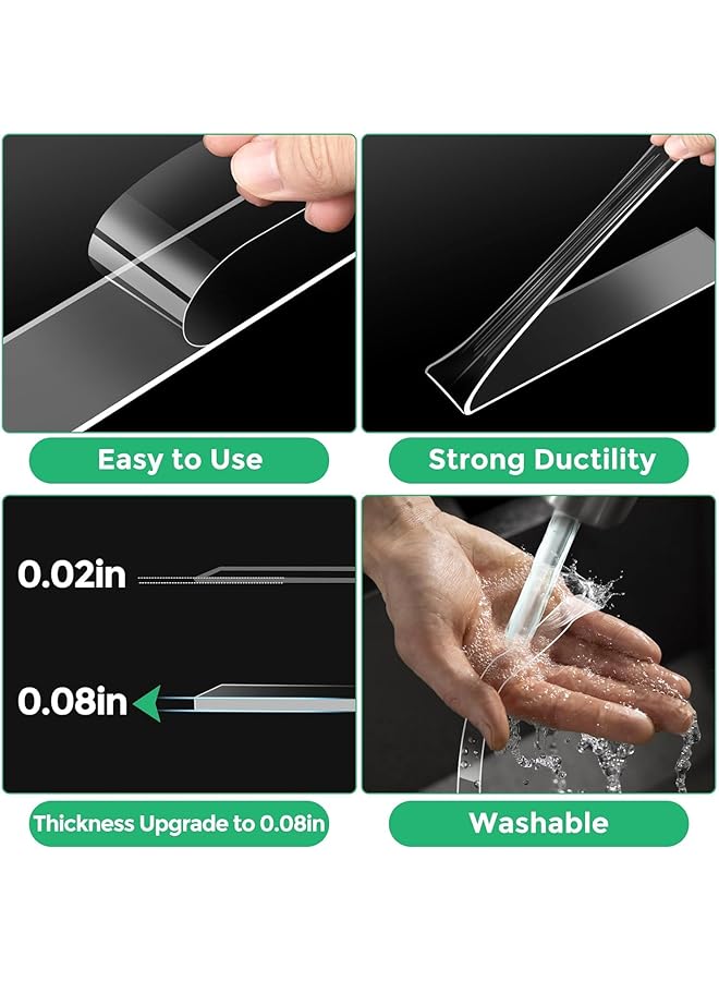 erorex 2 Volumes Double Sided Tape Heavy Duty Multipurpose Removable Mounting Tape Adhesive Reusable Strong Stick Wall Tape Strip Clear Adhesive For Poster Carpet Tape Sticky Items 10M  - Image 3