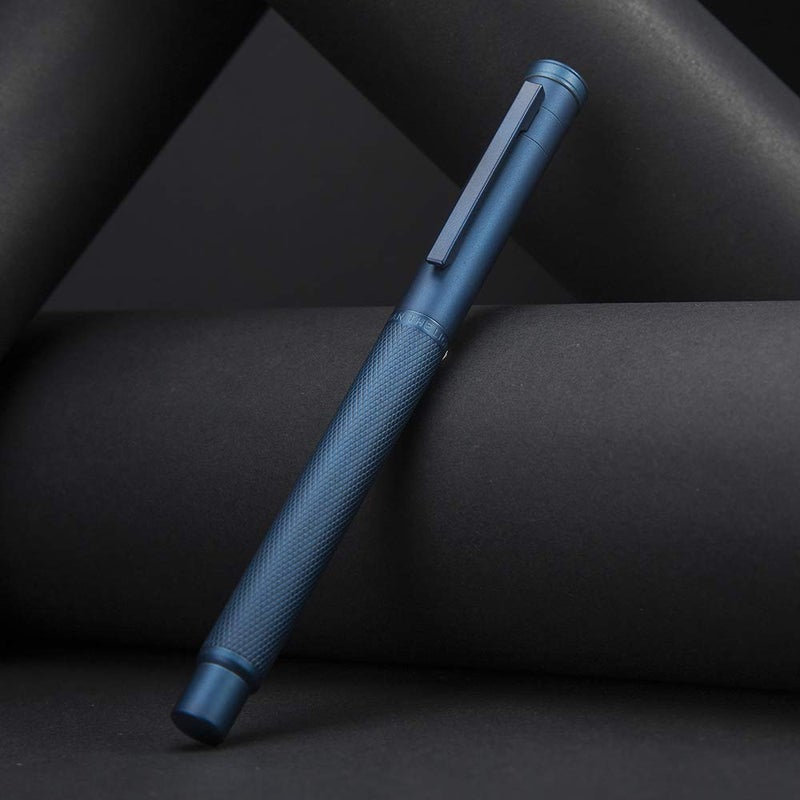 Asvine Hongdian 1851 Dark Blue Forest Fountain Pen Medium Nib, Classic Design with Converter and Metal Pen Case - Image 2