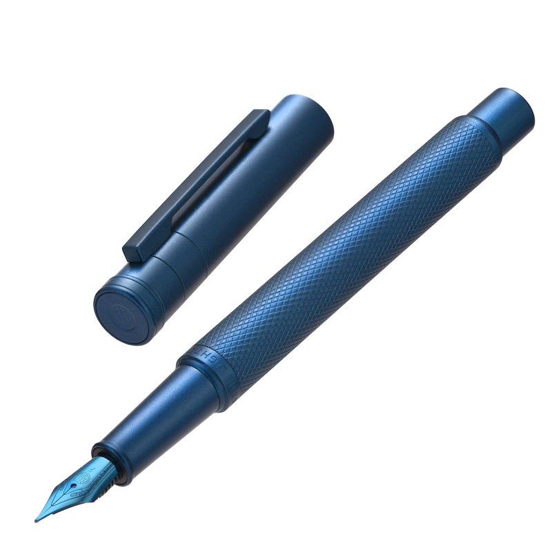 Asvine Hongdian 1851 Dark Blue Forest Fountain Pen Medium Nib, Classic Design with Converter and Metal Pen Case - Image 1