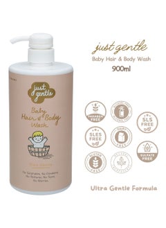 Just Gentle Just Gentle Baby Hair & Body Wash - - Ultra Gentle, 99% Natural Ingredients, Hydrating Aloe Vera & Chamomile, Tear-Free, 900ml  - Image 3