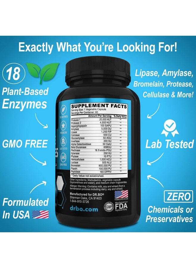 dr.bo Digestive Enzymes Supplements Plant Based - Pancreatic & Proteolytic Super Digestion Enzyme Supplement Pills Aid for Bloating Relief for Women & Men - Lipase, Amylase, Bromelain, Protease & Cellulase - Image 5