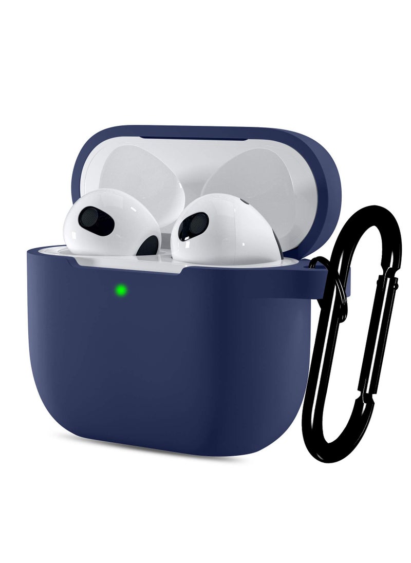 سزوكست - غطاء حافظة AirPods 4 AirPods 4 مع سلسلة مفاتيح حماية كاملة للجسم من الصدمات من السيليكون الناعم اللطيف متوافق مع غطاء AirPods الجيل الرابع للنساء والرجال LED أمامي مرئي أزرق - Image 1