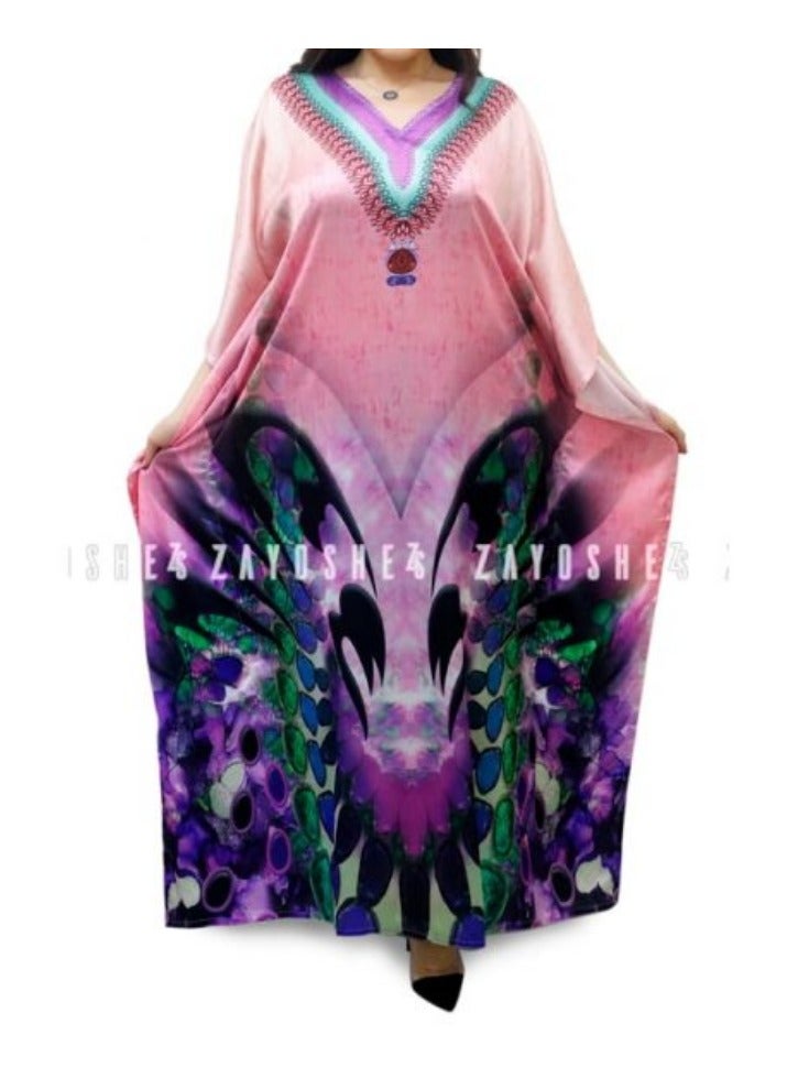 ZAYOSHE Digital Print Kaftan Pink  - Image 1