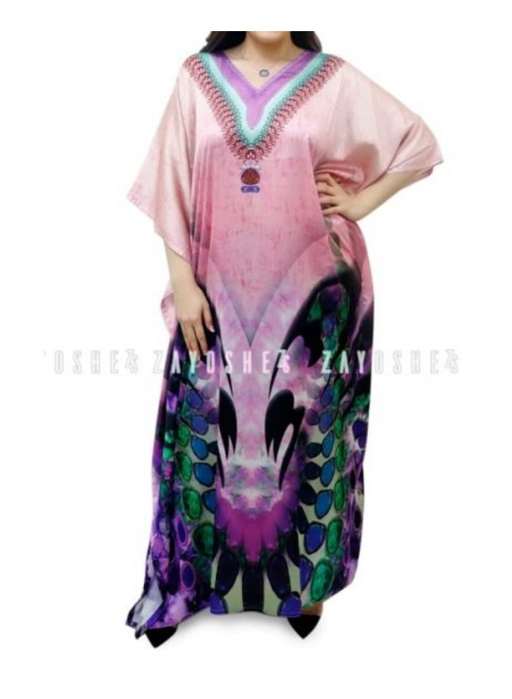ZAYOSHE Digital Print Kaftan Pink  - Image 2
