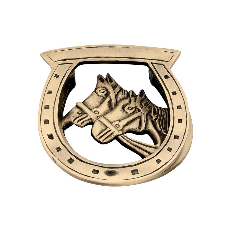 DEVDECOR Antique Brass Ring Door Knocker – Vintage Round Handle with Textured Grip for Main Door, Gate, or Cabinet – Classic Decorative Hardware (4.6x4.2 inch) - Image 1