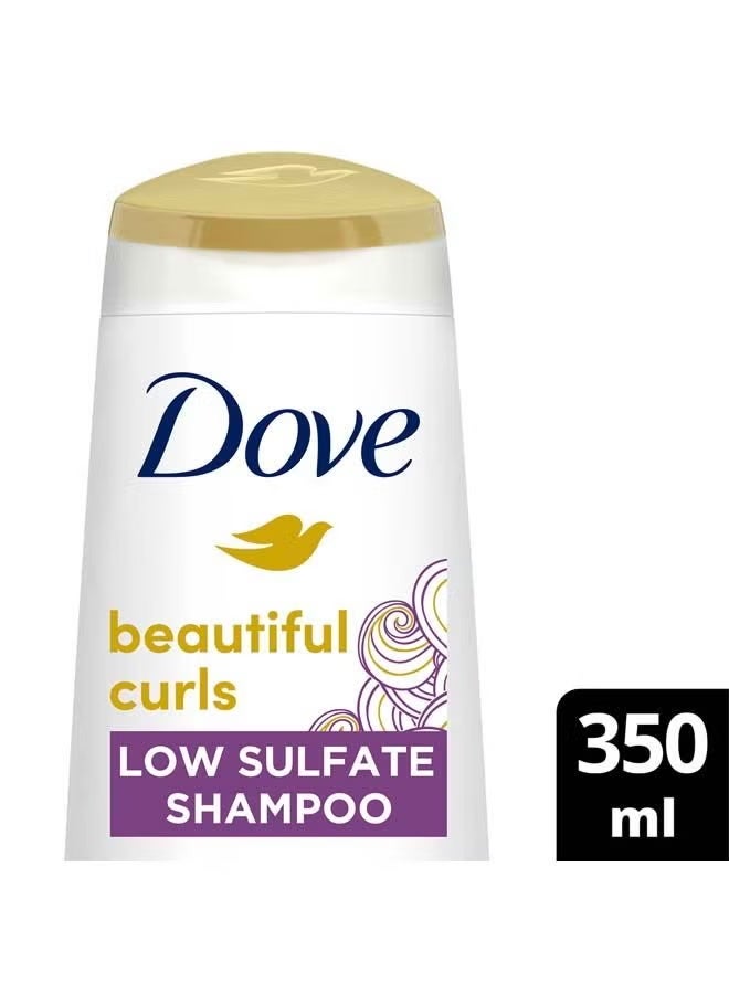 Dove Beautiful Curls shampoo, low sulfate, infused with aloe vera & jojoba oil, gently removes product build-up to restore shine and mositure for a clean hydrated, healthy curls 350ml - Image 2