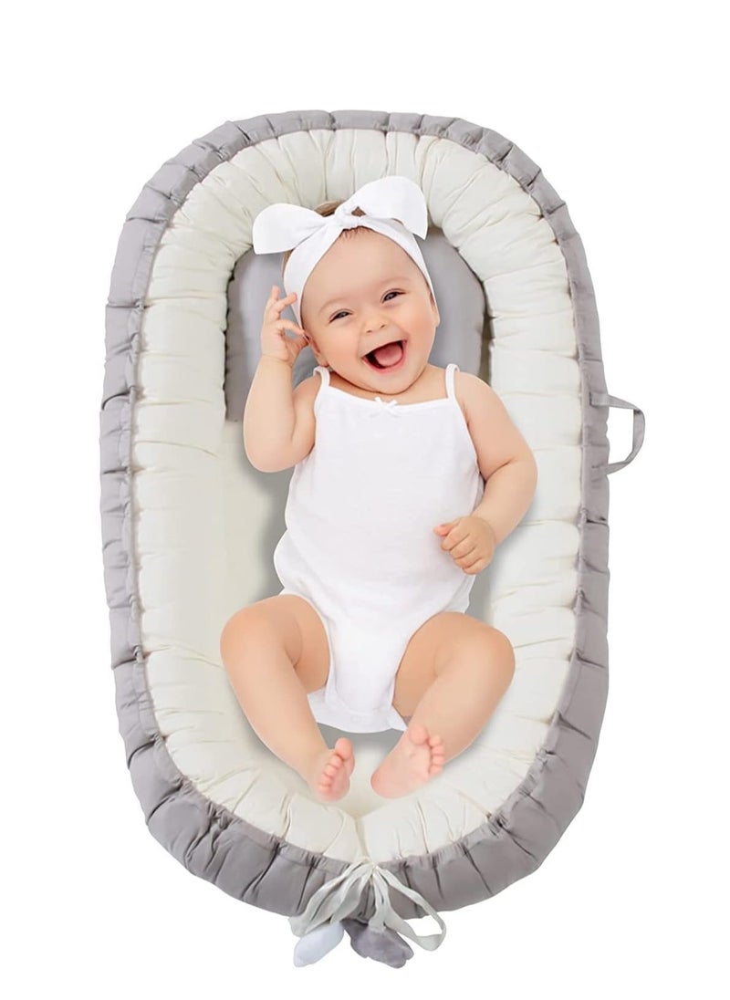 TRASSLE Baby Lounger with Pillow, Newborn Baby Nest Lounger with Memory Foam Base for 0-24 Months Boys Girls, Baby Nest for Sleeping Ideal for Home, Travel & Baby Essential Gift  - Image 1