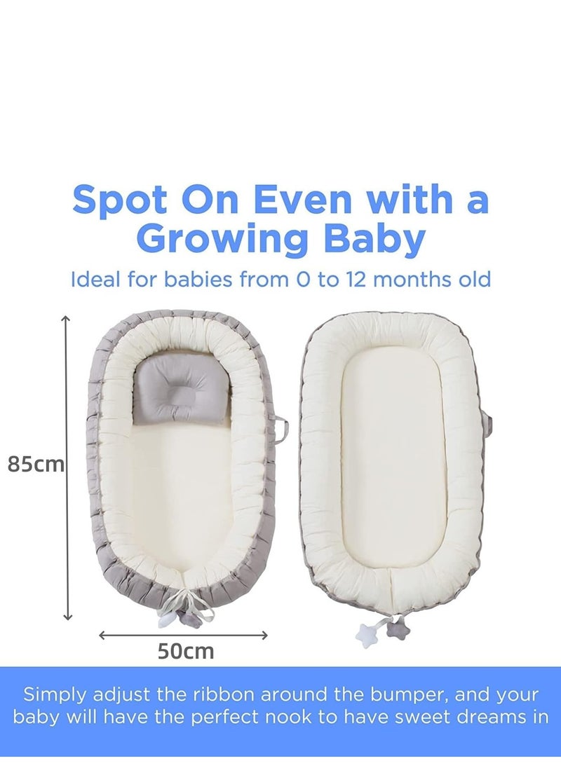 TRASSLE Baby Lounger with Pillow, Newborn Baby Nest Lounger with Memory Foam Base for 0-24 Months Boys Girls, Baby Nest for Sleeping Ideal for Home, Travel & Baby Essential Gift  - Image 2
