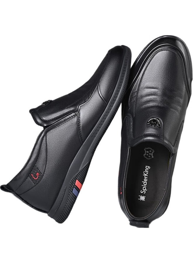 Spider King Men'S Height Increasing Leather Shoes Men'S Casual Shoes Men'S Breathable Soft Bottom Soft Leather Black Size 36 - Image 3