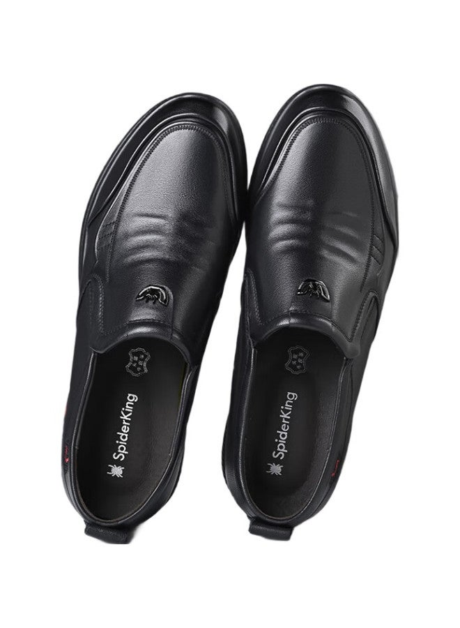 Spider King Men'S Height Increasing Leather Shoes Men'S Casual Shoes Men'S Breathable Soft Bottom Soft Leather Black Size 36 - Image 2