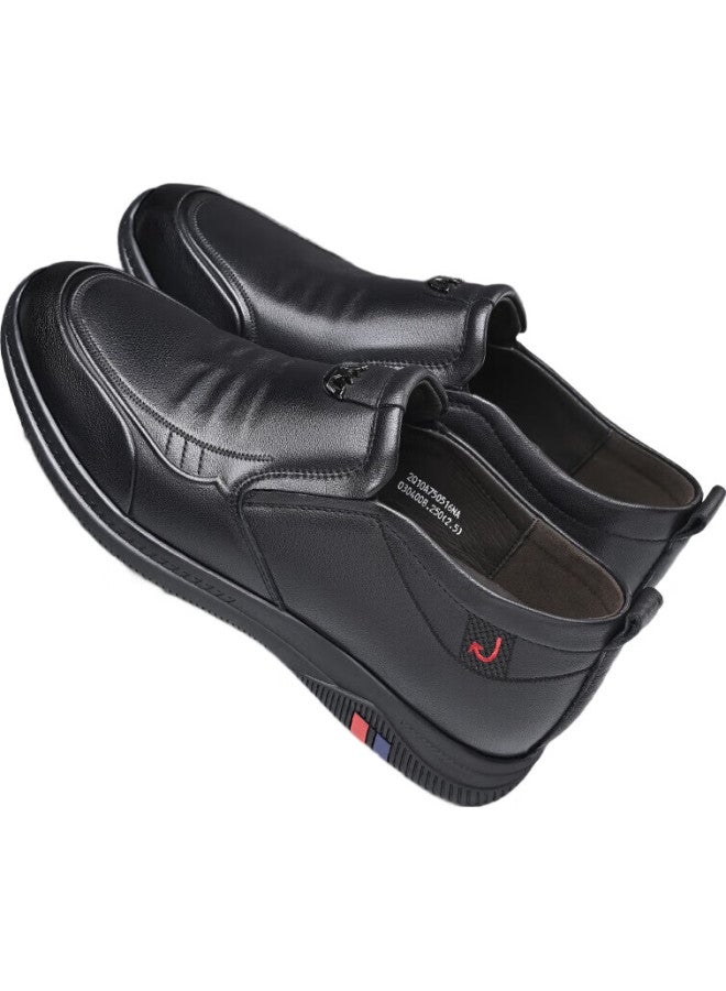 Spider King Men'S Height Increasing Leather Shoes Men'S Casual Shoes Men'S Breathable Soft Bottom Soft Leather Black Size 36 - Image 1