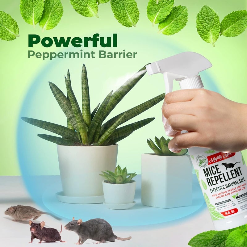 Mighty Mint Peppermint Oil Mouse Repellent Spray – Natural Indoor & Outdoor Control for Mice and Rodents – Plant-Based, Extra-Strong Formula - 16 oz - Image 1