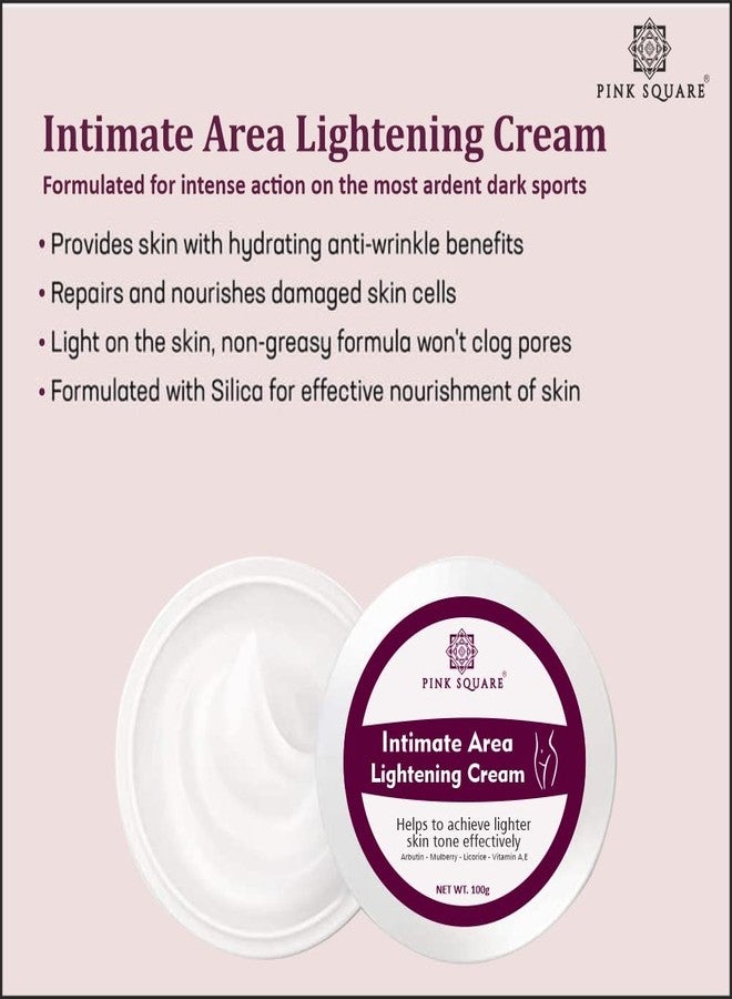 Pink Square Intimate Area Skin Lightening Cream to Remove Dark Patches from Bikini lines, Underarms, Body Private Parts Pack of 1 of 100 grams - Image 1