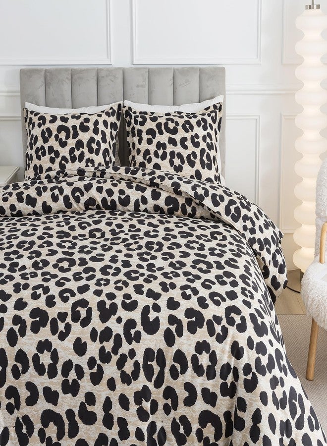 Caressma Safari Leopard Cheetah Print Comforter Set, Queen Size 3 Pieces for All Seasons, Ultra Soft Microfiber, Untamed Wilderness Style Comforter with Pillowshams - Image 3