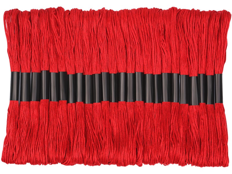 24 Skeins Red Embroidery Floss Red Embroidery Cross Floss Embroidery Thread Floss Set Including Plastic Floss Bobbins for Embroidery and Sewing