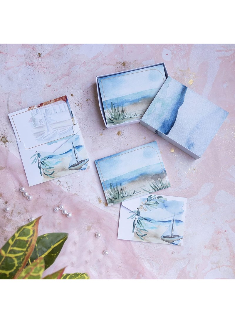 Confetti Confetti! Small Greeting Note Cards w/Envelopes & Stickers (Pack of 10), Nautical Theme, Boat, For Mothers Day, Valentines Day, All Occasions - 3" x 4.2" Note Cards  - Image 1