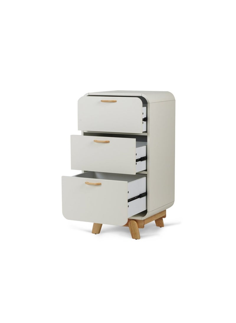 Pan Home ARCEL - 3 DRAWERS CHEST OF DRAWERS-SOLID RUBBER WOOD-WHITE AND NATURAL "  - Image 3