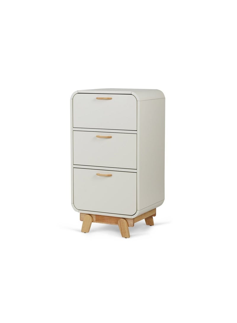 Pan Home ARCEL - 3 DRAWERS CHEST OF DRAWERS-SOLID RUBBER WOOD-WHITE AND NATURAL "  - Image 1