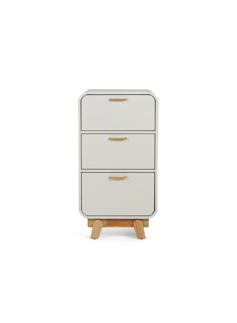 Pan Home ARCEL - 3 DRAWERS CHEST OF DRAWERS-SOLID RUBBER WOOD-WHITE AND NATURAL "  - Image 2