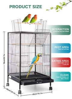 URbazaar Large Metal Bird Flight Cage, Spacious Parrot Cage with Removable Tray - Multifunctional Aviary with wheels for Convenient Bird Care & Breeding  - Image 2