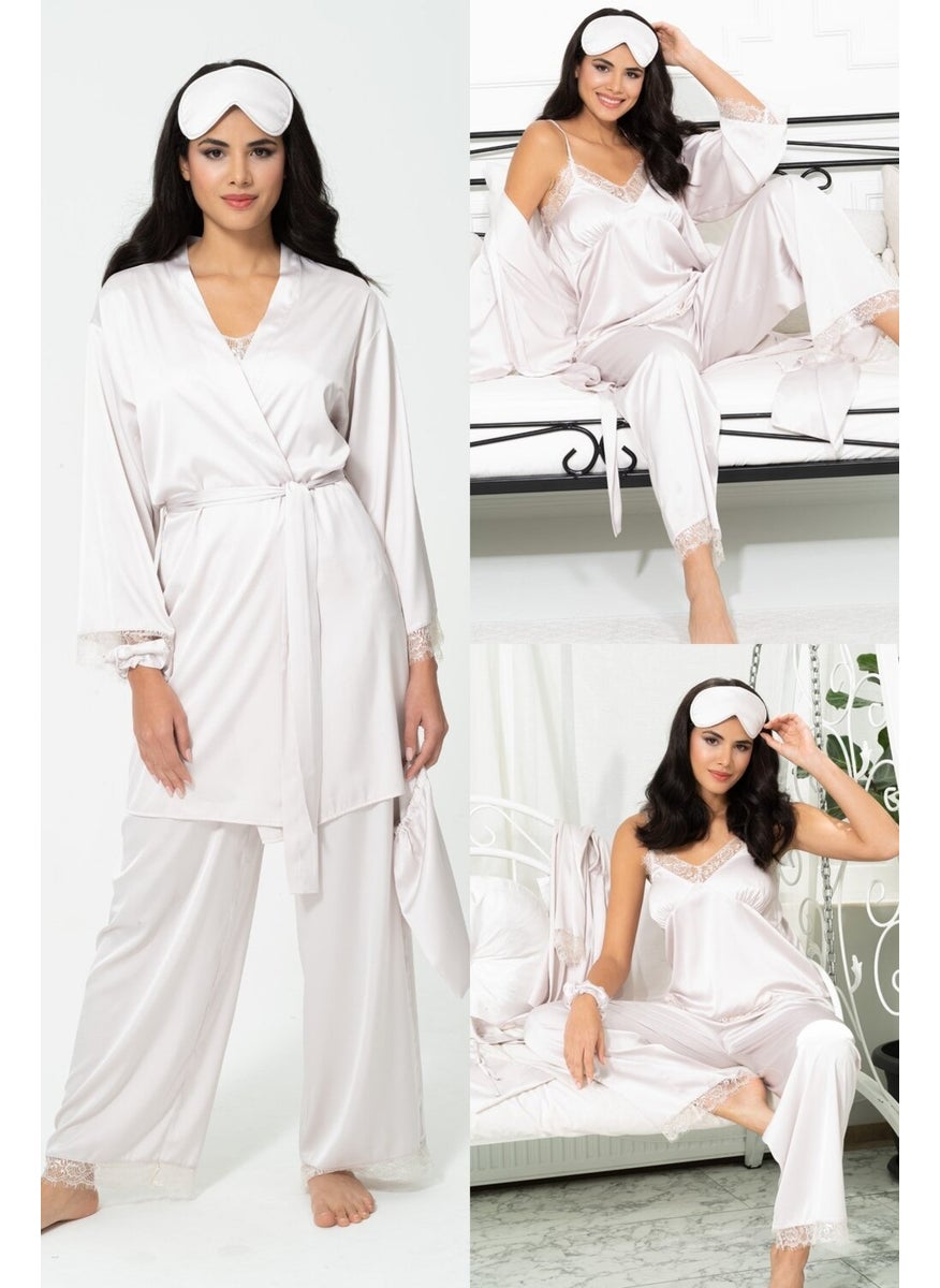 6-Piece Lace Dressing Gown Athlete Trousers Gray Pajama Set S27087 - pzsku/ZD0D29E97C9020A90FFAFZ/45/_/1728046779/1cc20d2b-13e0-499c-b95d-0588c98455d7