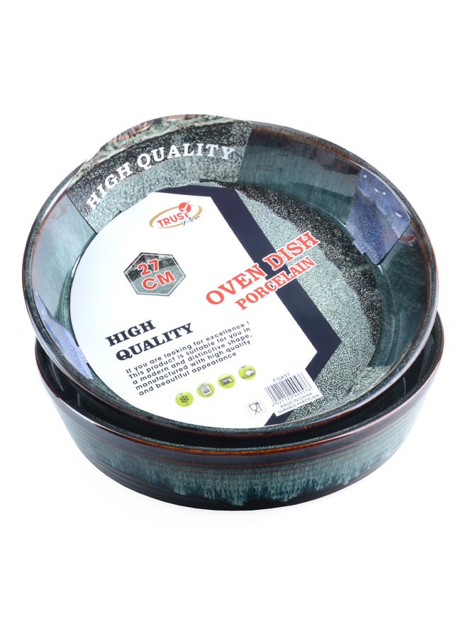 Trust 2-Piece Round Porcelain Baking Dish 27CM Dark Green  - Image 2